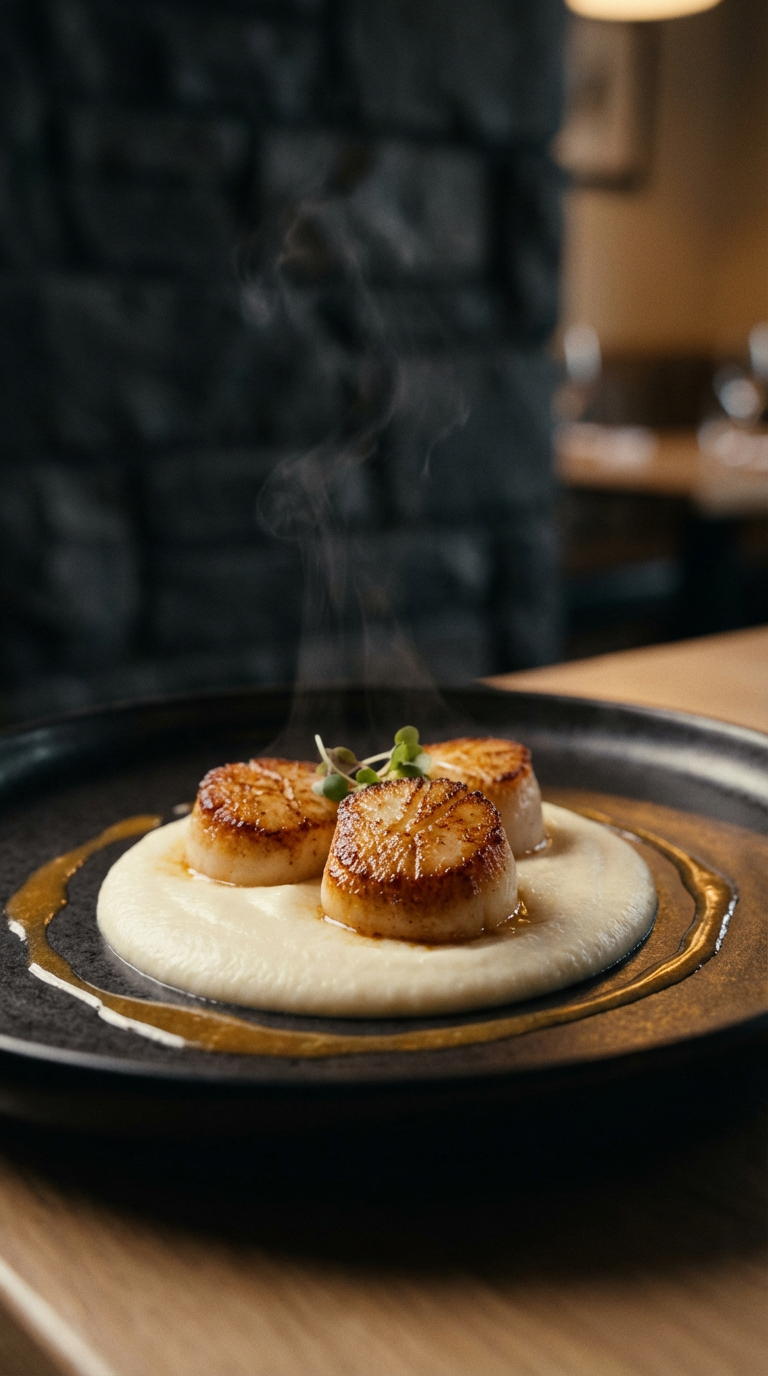 Seared scallops fine dining