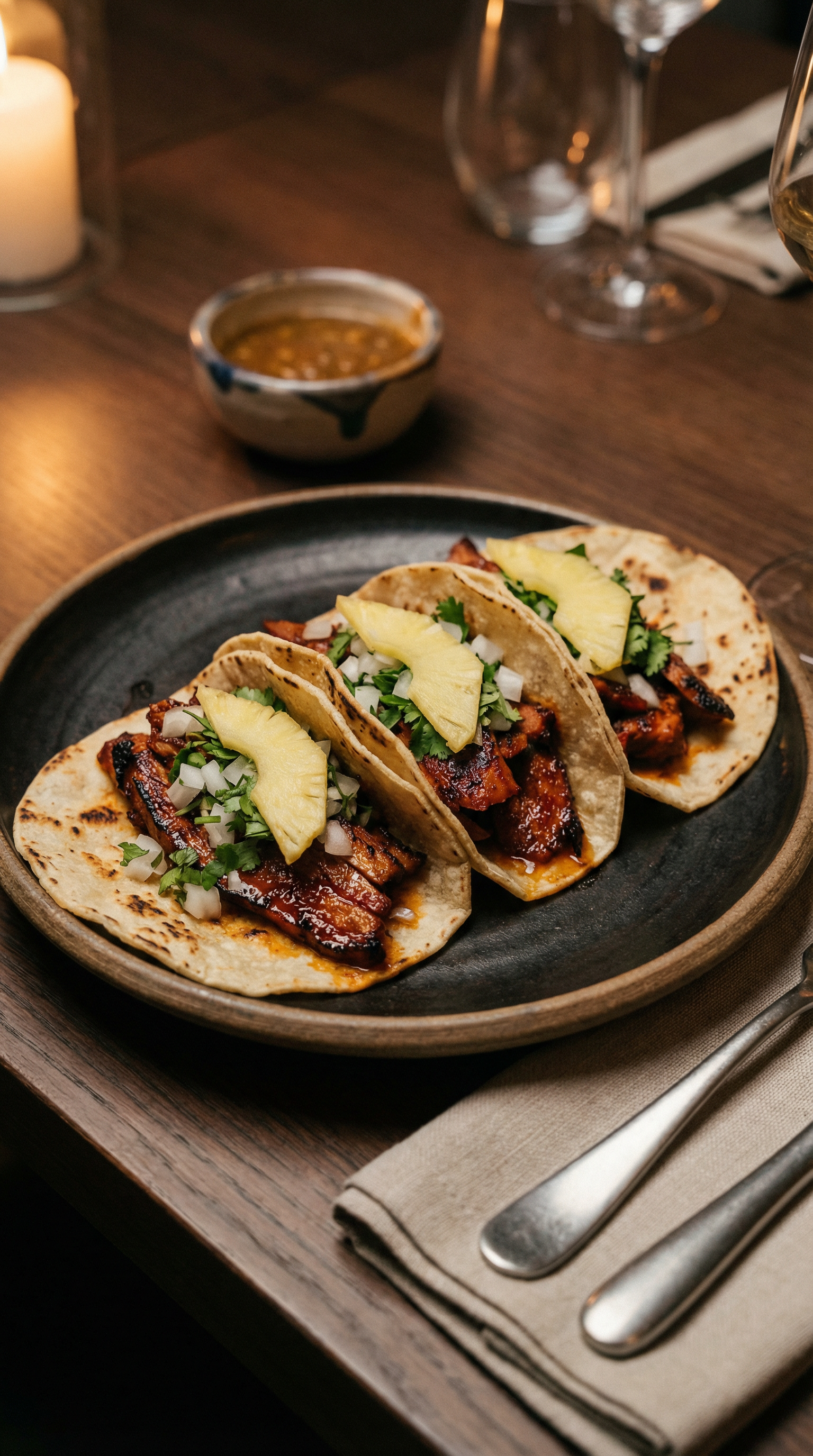 Gourmet tacos plating